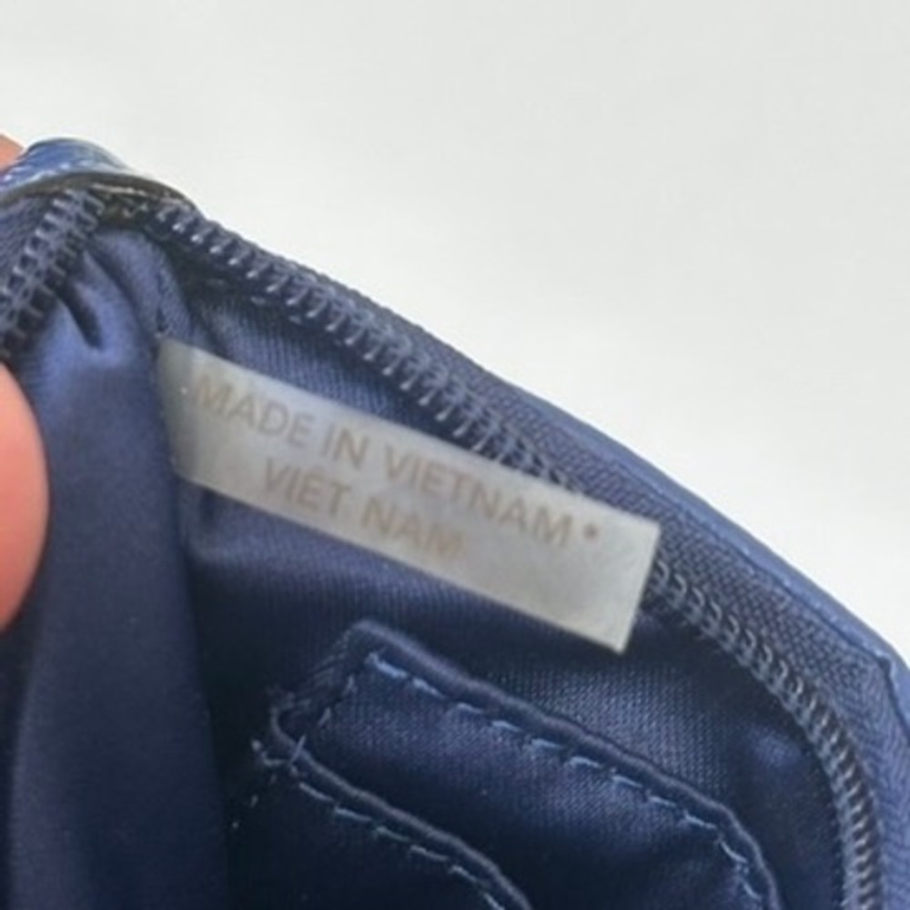 Coach Signature Monogram Navy Blue Stripe Canvas Wristlet Wallet Pouch - Read - Picture 7 of 10